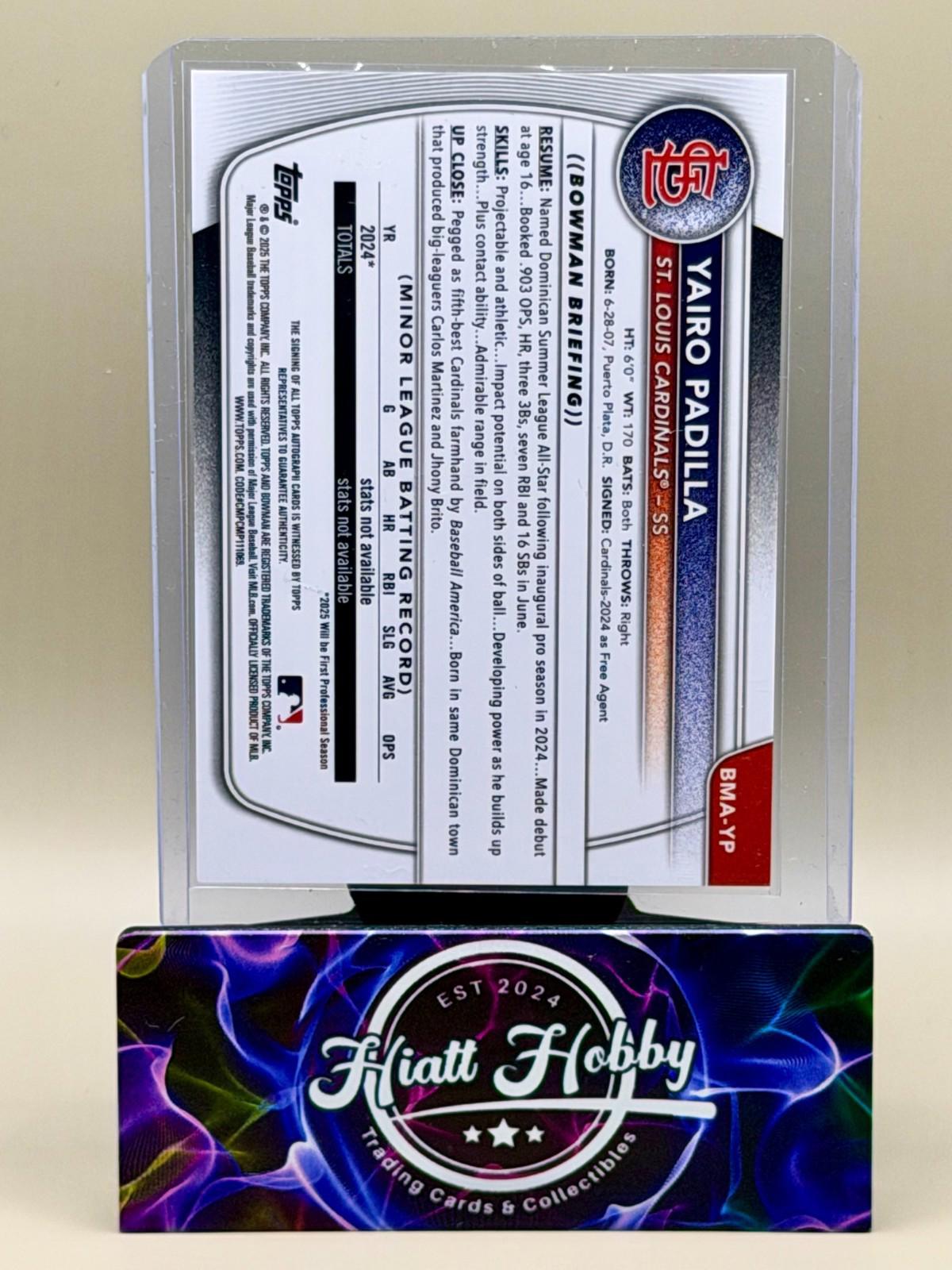 2025 Bowman Chrome - Yairo Padilla #BMA-YP - Blue Mojo Auto /150 (RC, AU)