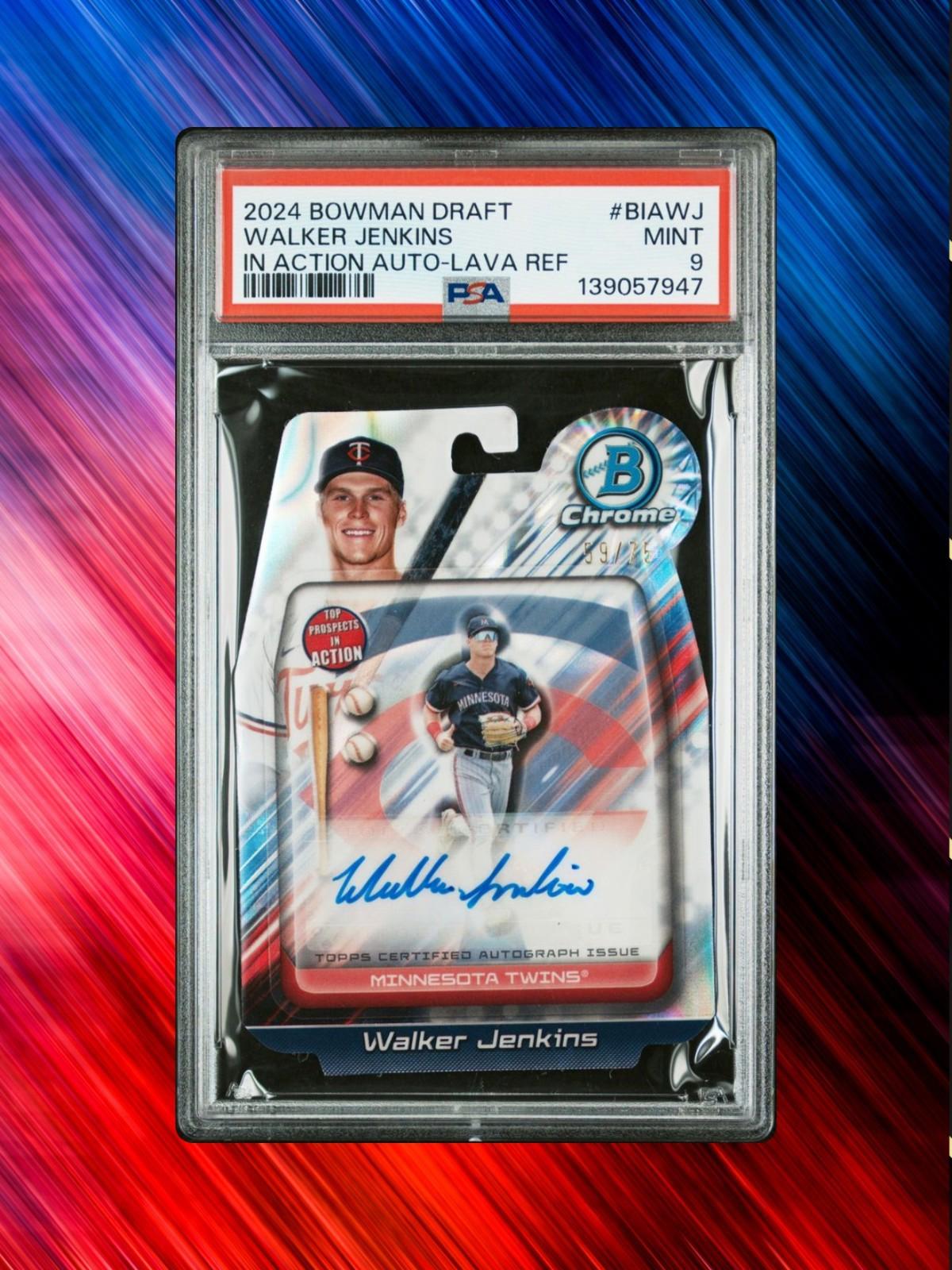 2024 Bowman Draft Chrome #BIA-WJ Walker Jenkins - In Action Auto Lava /75 - PSA