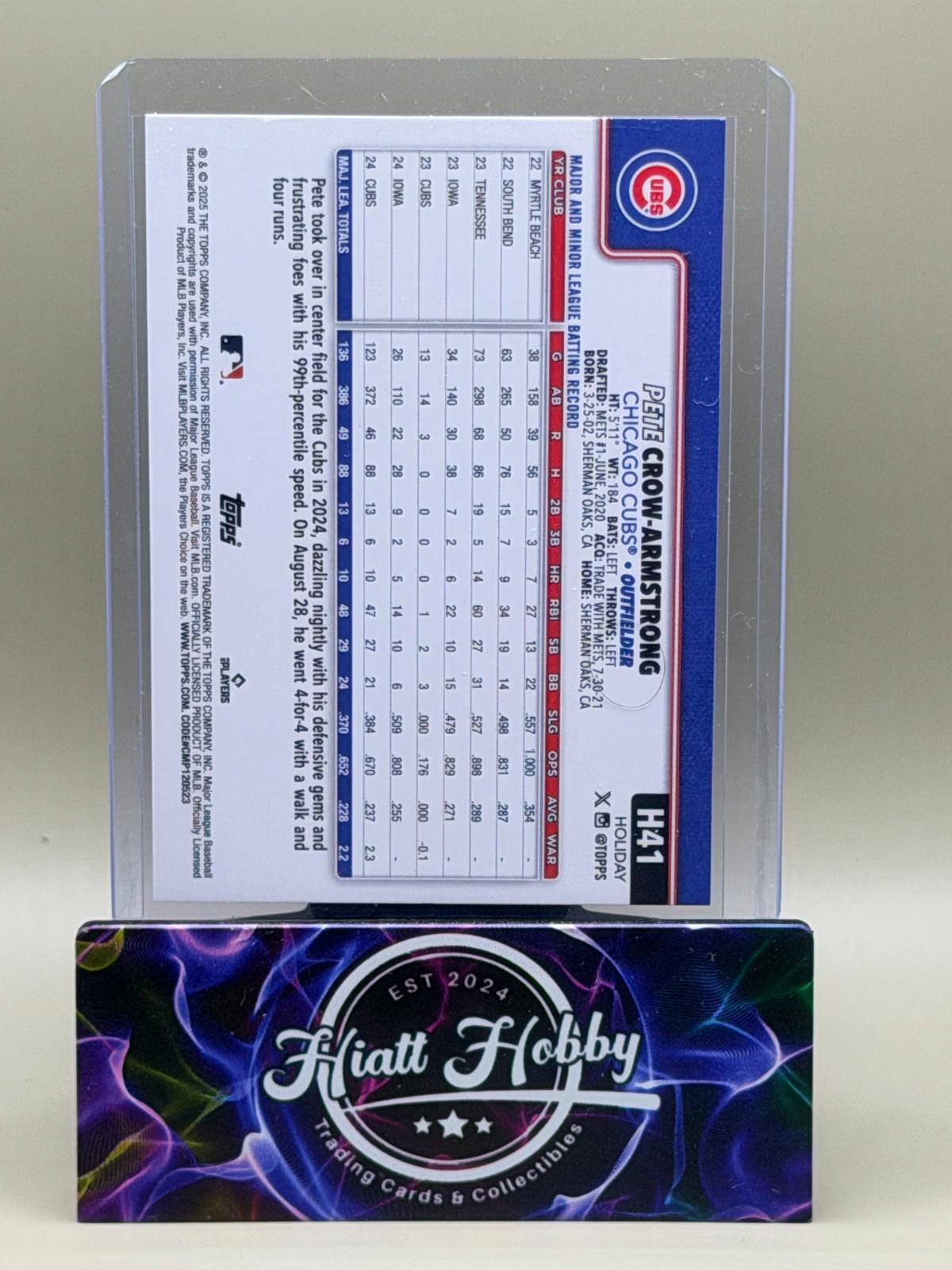 2025 Topps Holliday - Pete Crow-Armstrong #H41 - Candy Cane Bat Variation