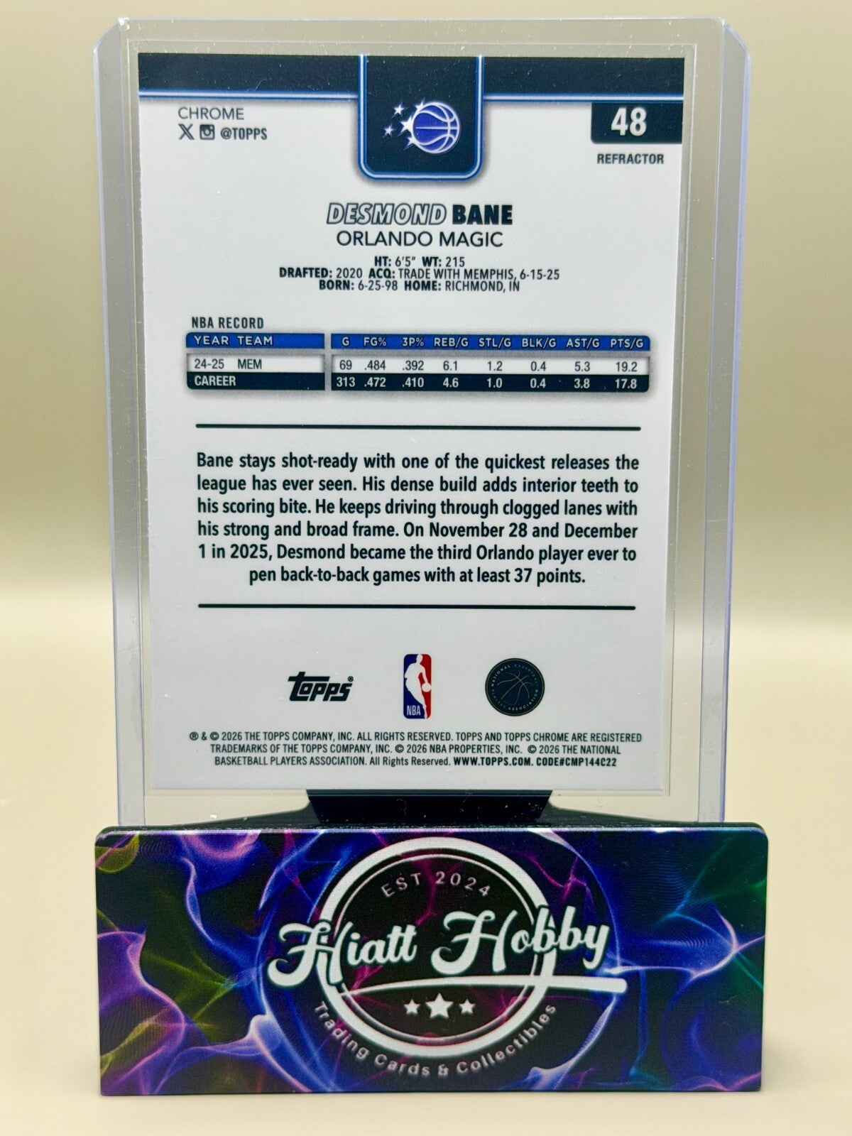 2025-26 Topps Chrome Update - #48 Desmond Bane - Refractor