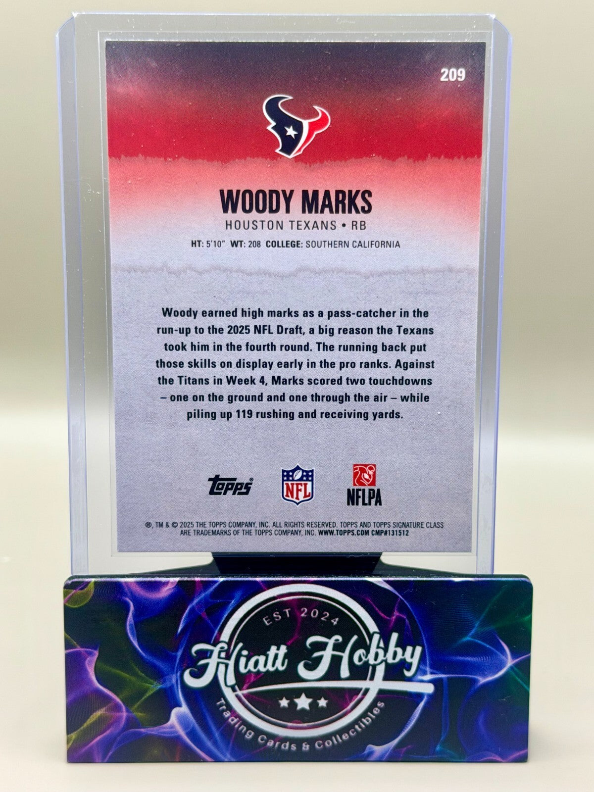 2025 Topps Signature Class Football - #209 Woody Marks - Blue Yellow (RC)