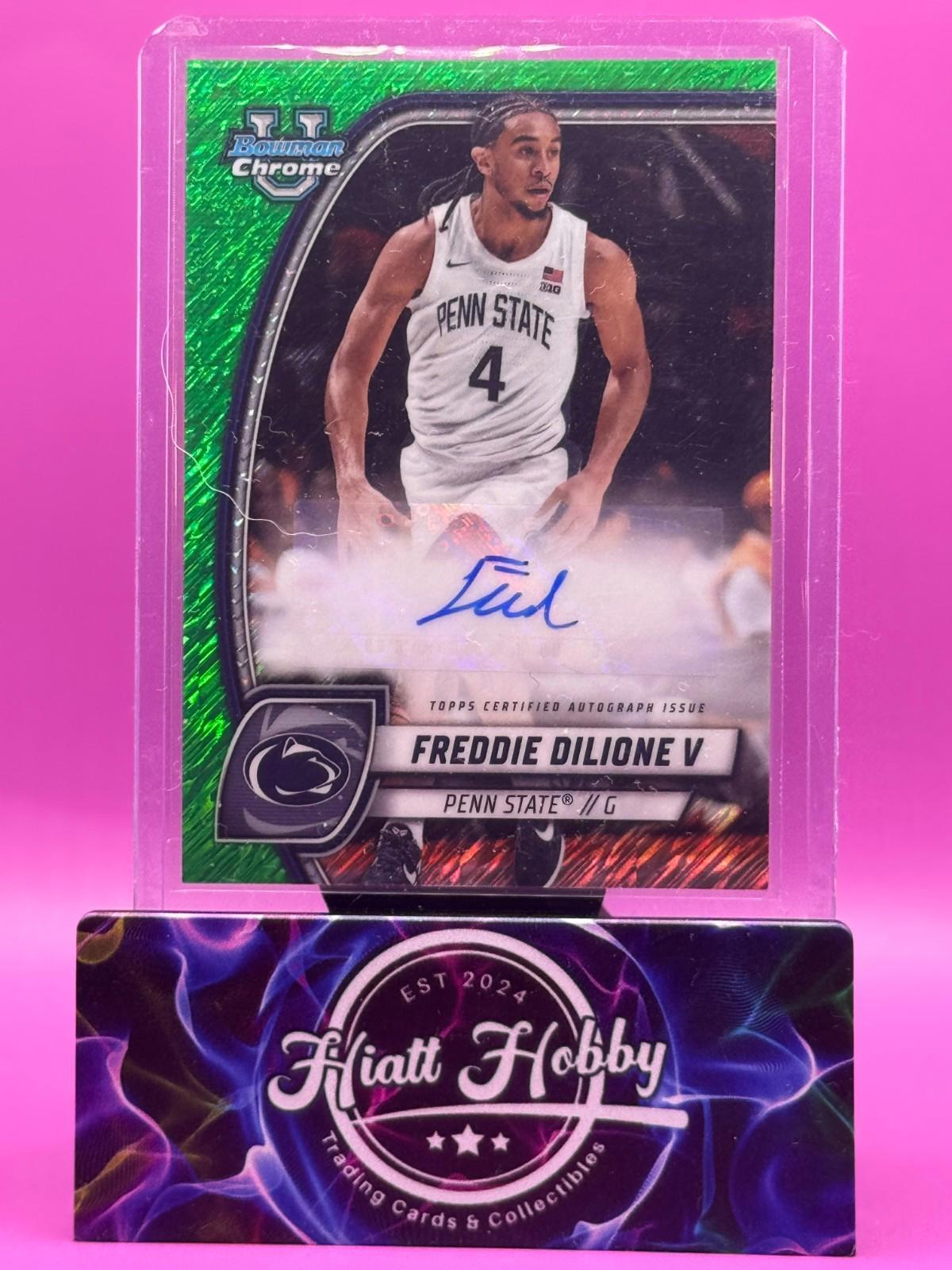 2024-25 Bowman University Chrome - Freddie Dilione V #96 Green Shimmer Auto (RC)