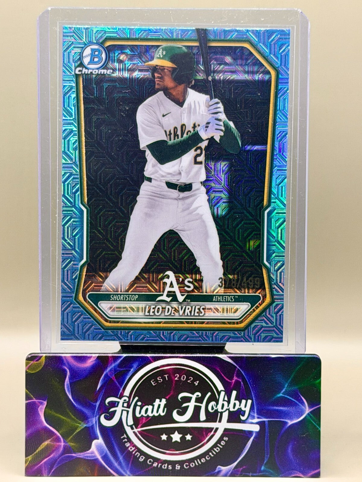 2026 Bowman Chrome - #BCP-63 Leo De Vries - Sky Blue Mojo /499 (RC)