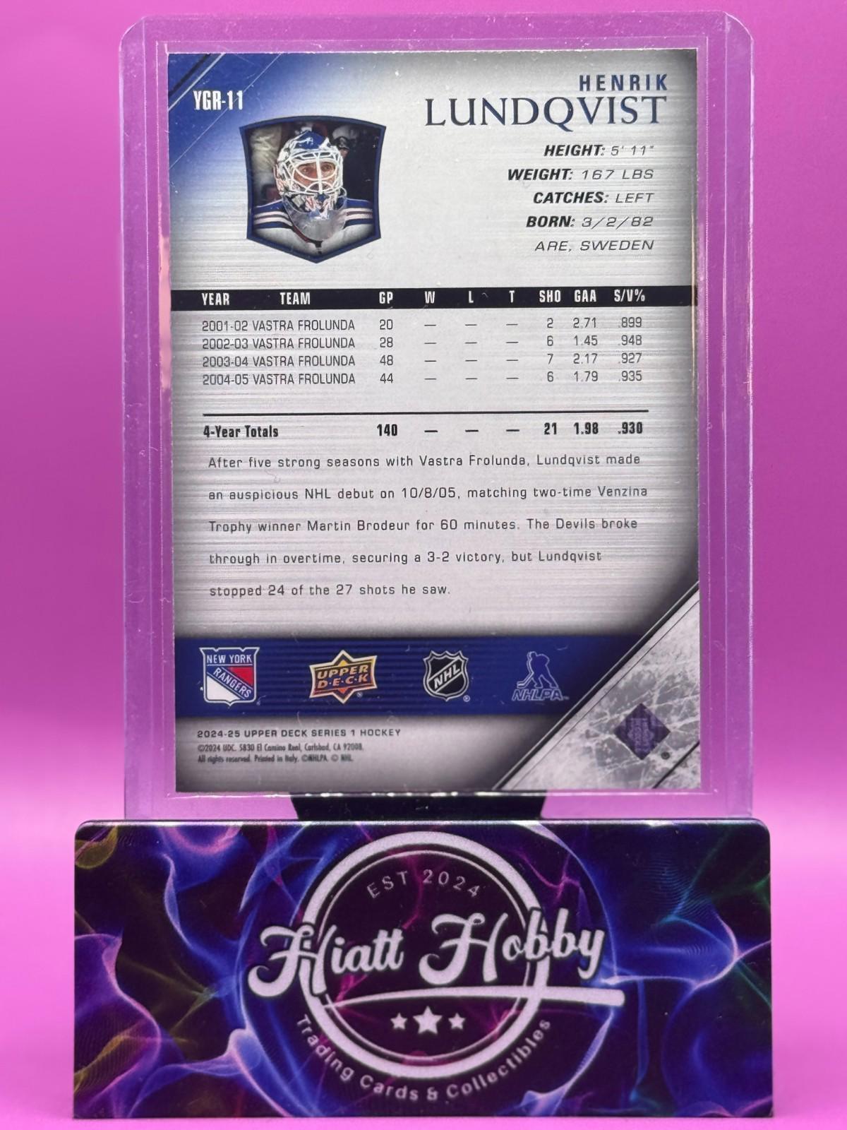 2024-25 Upper Deck Series 1 - Young Guns Renewed Henrik Lundqvist #YGR-11