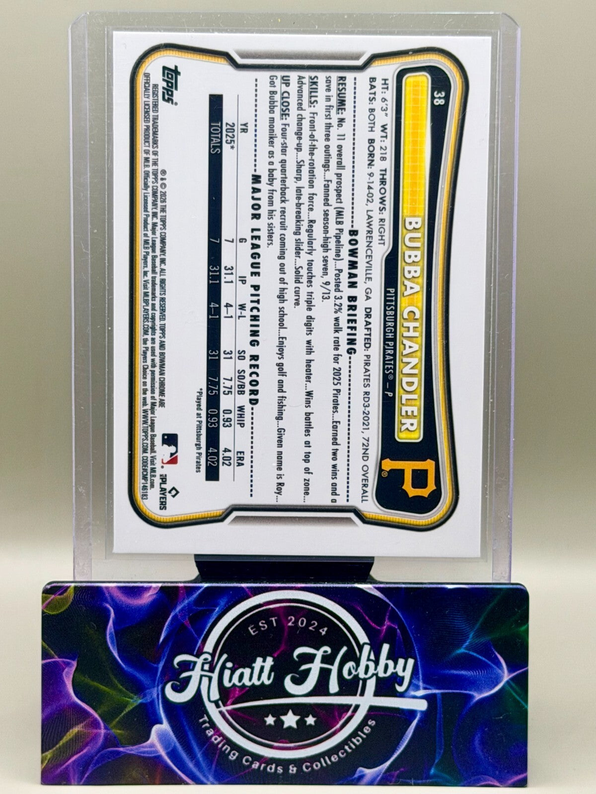 2026 Bowman Chrome - #38 Bubba Chandler - Green Mojo /99 (RC)