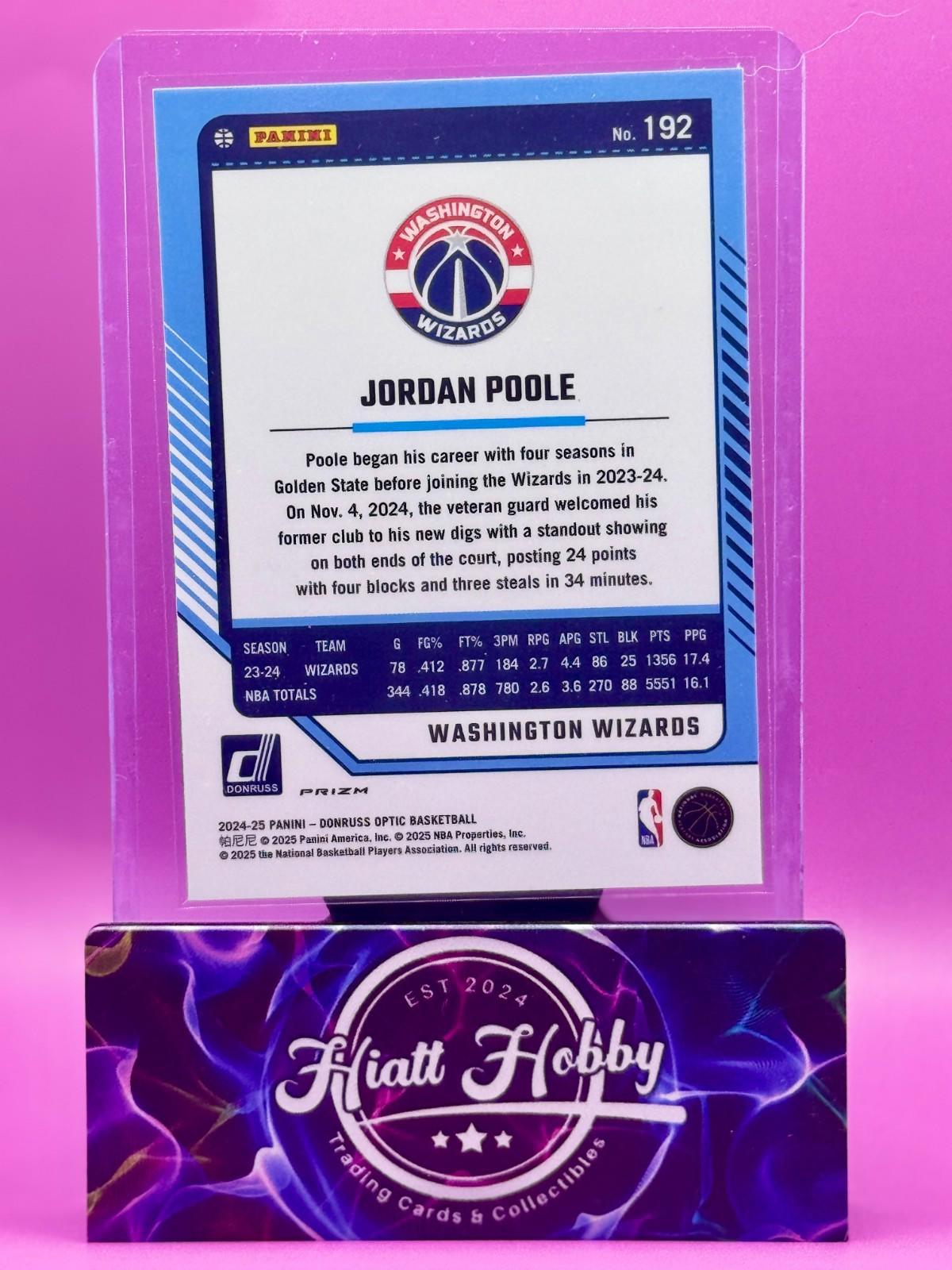 2024-25 Panini Donruss Optic - Jordan Poole #192 - Purple Shock Prizm