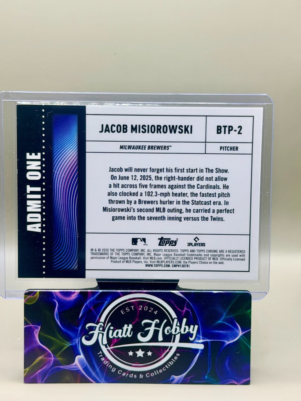 2026 Topps Chrome - #BTP-2 Jacob Misiorowski - Big Ticket Players (RC)