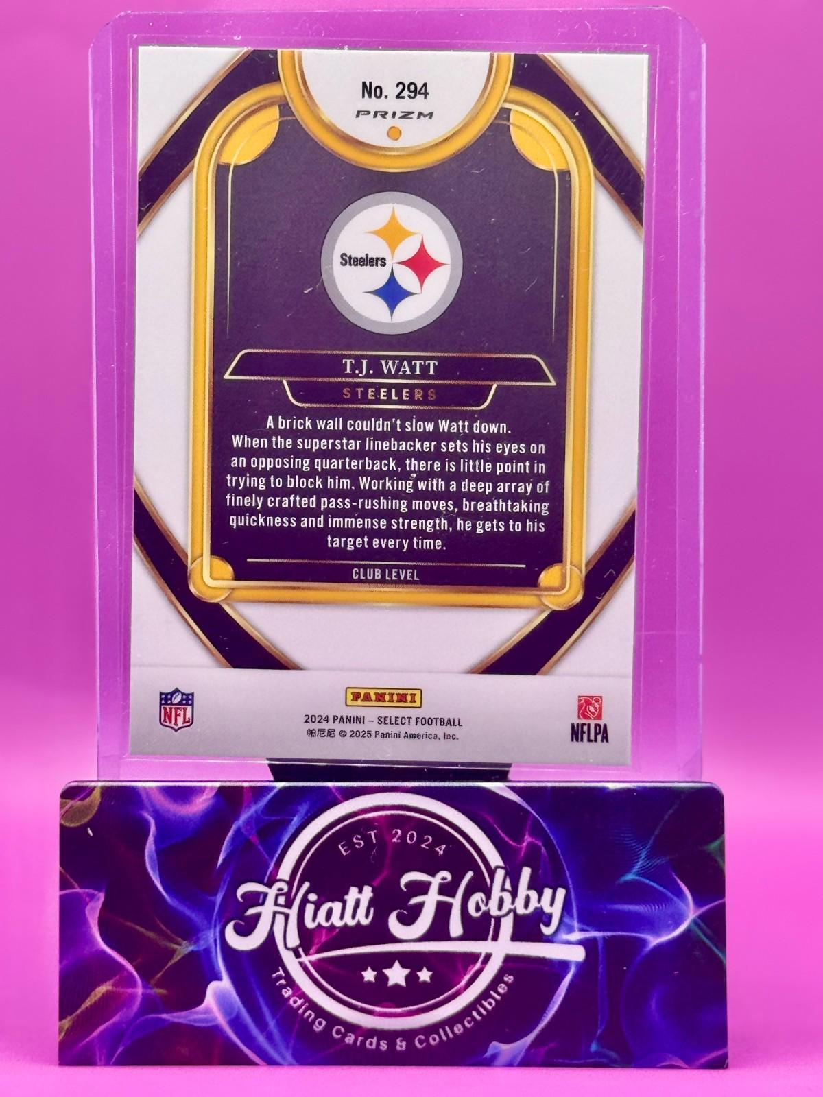 2024 Panini Select - TJ Watt #294 - Club Level - Black & Green Shock Prizm