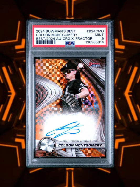 2024 Bowman's Best  Colson Montgomery #B24-CMO Orange X-Fractor Auto /25 - PSA 9