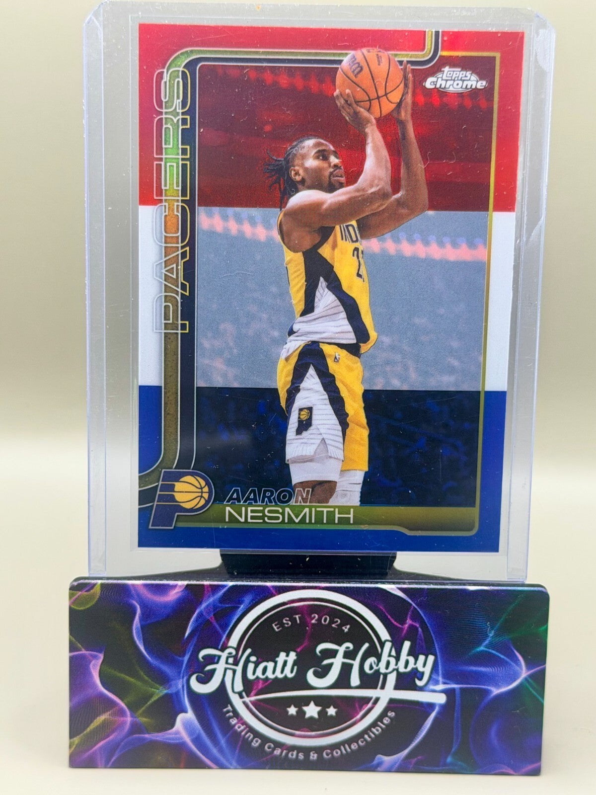 2025-26 Topps Chrome Update - #134 Aaron Nesmith - Red White & Blue Refractor