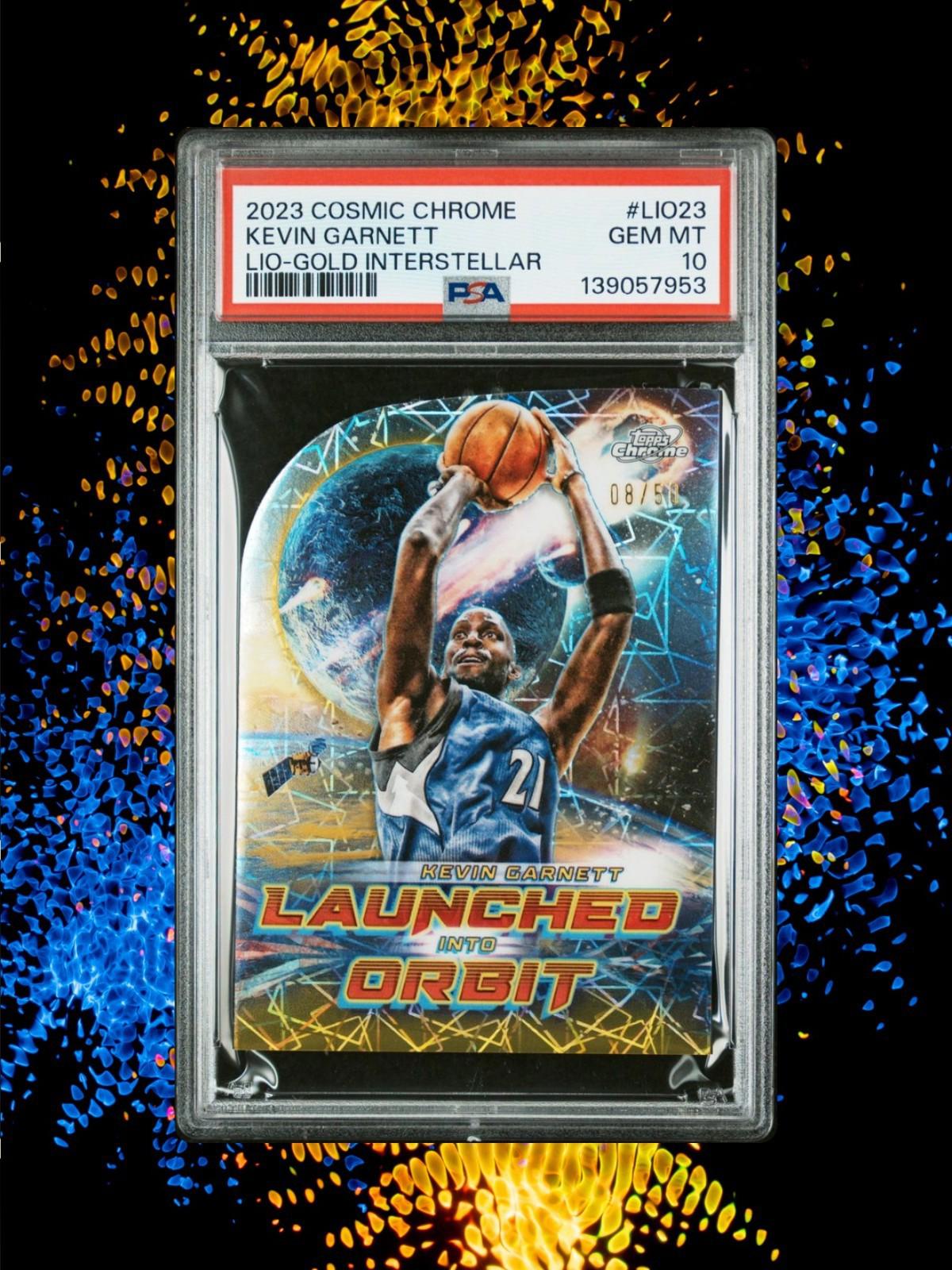 2023-24 Topps Cosmic Chrome #LIO-23 Kevin Garnet - Gold Interstellar /50 PSA 10