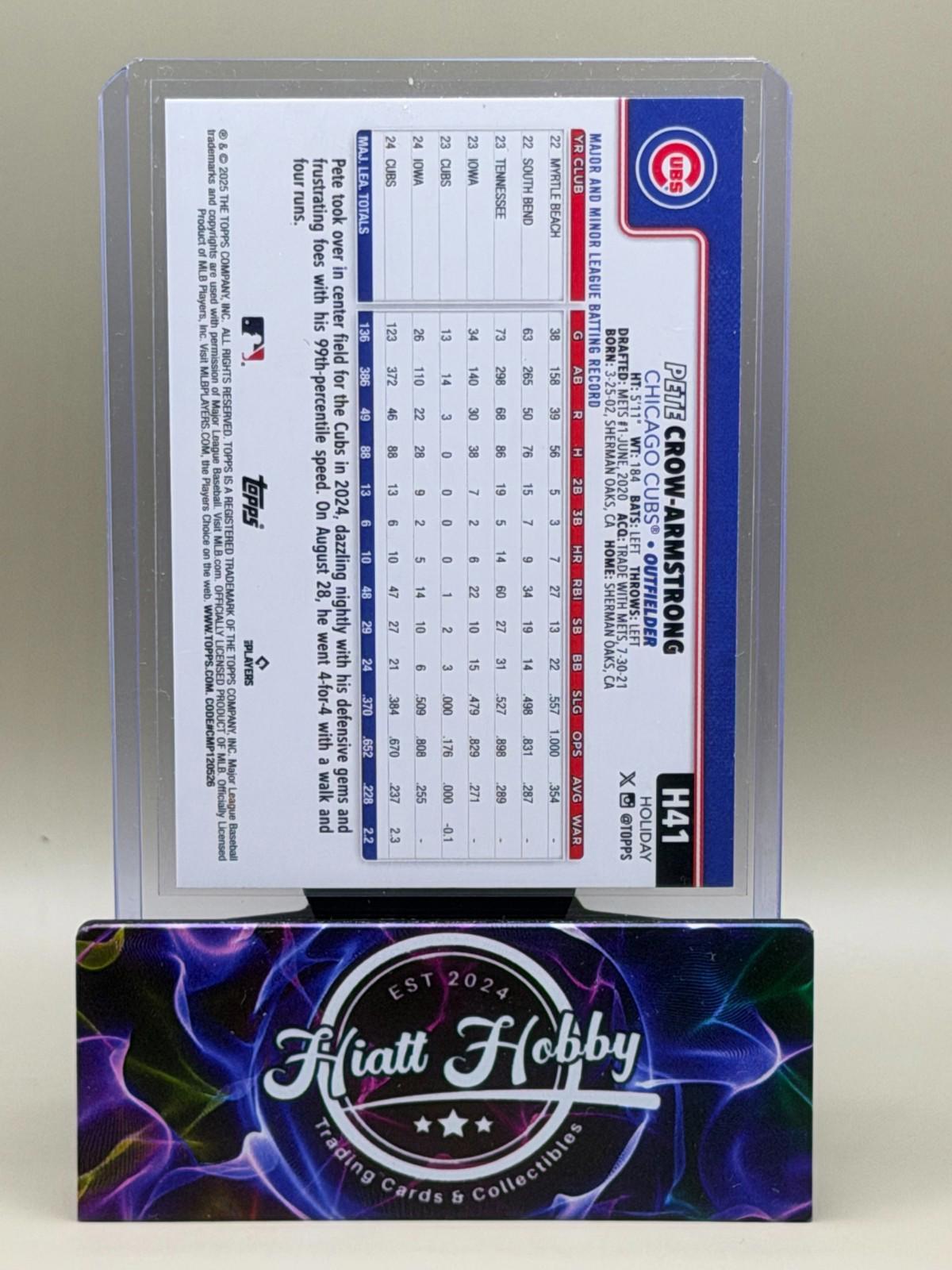 2025 Topps Holliday - Pete Crow-Armstrong #H41 - Light Blue and White Glitter