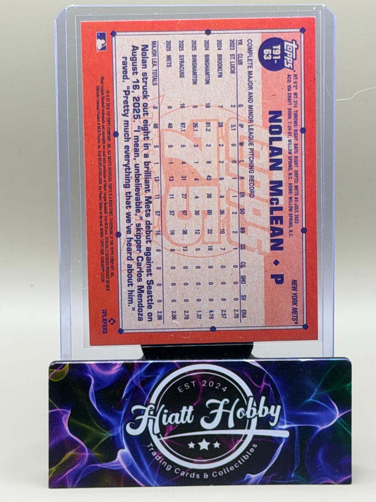 2026 Topps Series 1 #T91-63 Nolan McLean - 35th Anniversary (RC)