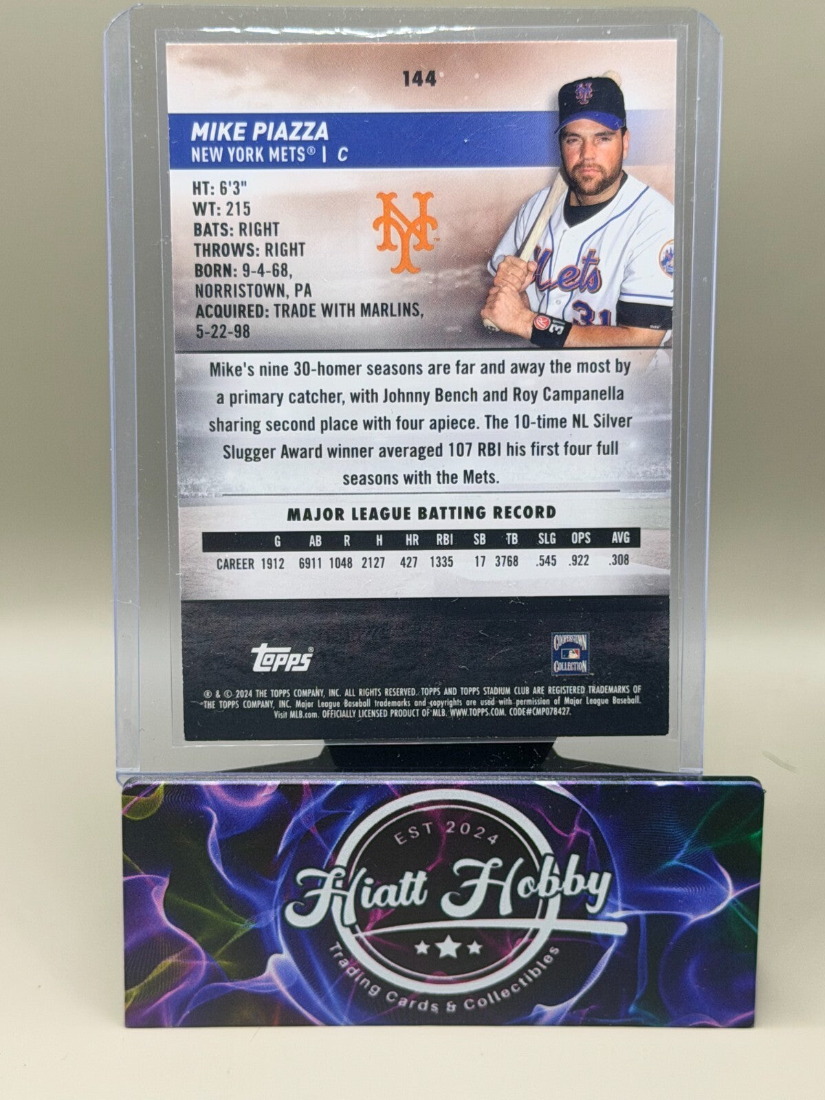 2024 Topps Stadium Club - #144 Mike Piazza - Black Foil