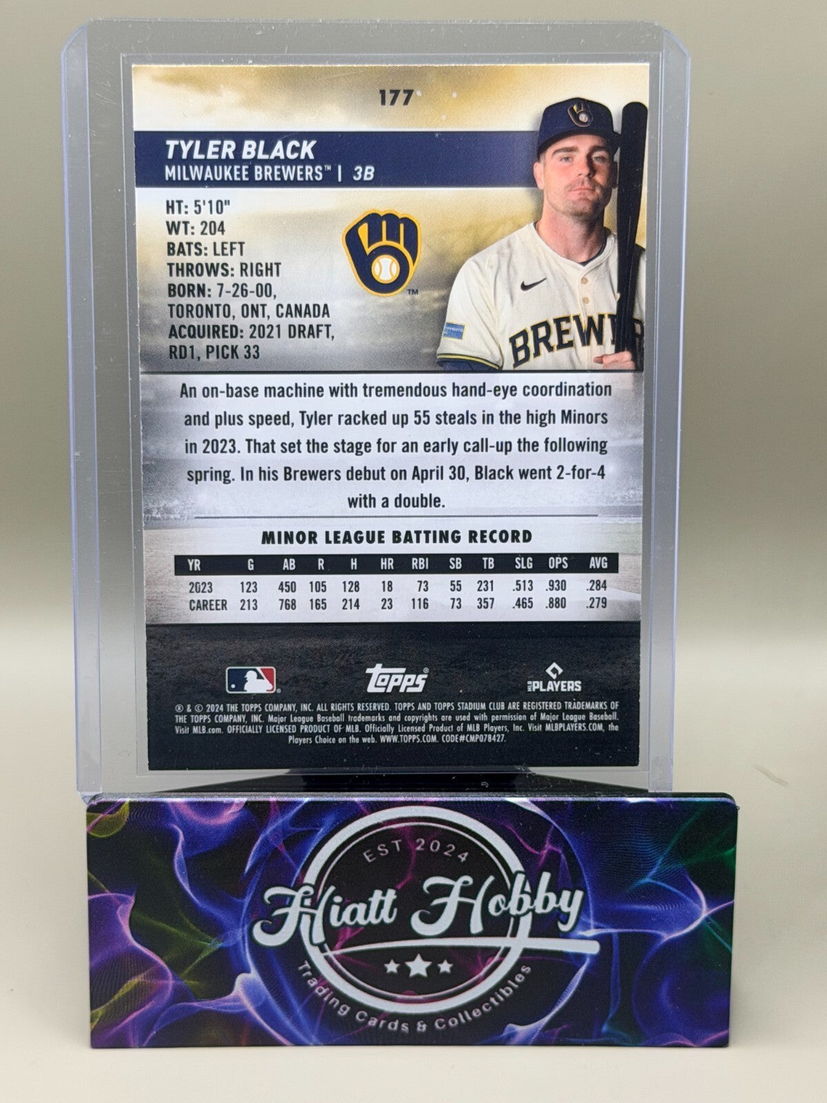 2024 Topps Stadium Club - #177 Tyler Black (RC)